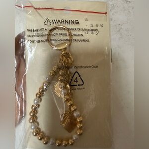 Gold and Pearl Beaded Bag charm